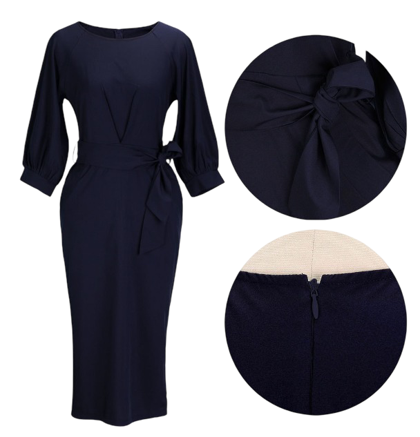 Midnight Grace - Tie Waist Midi Dress