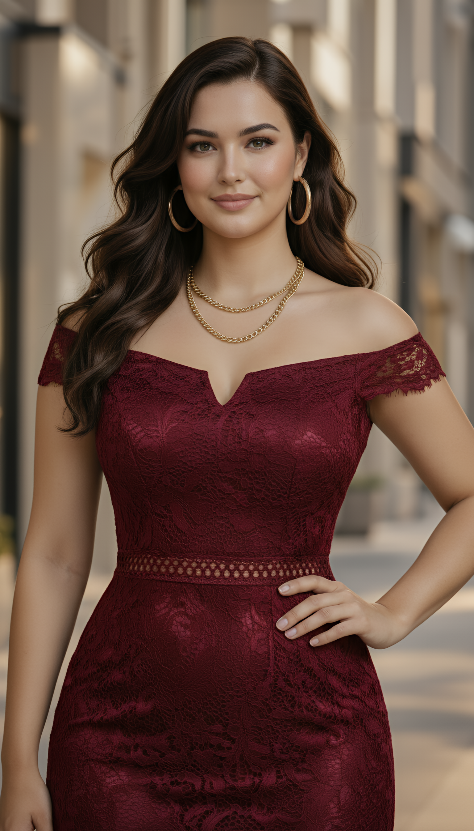 Moonlit Romance - Lace Trim Off-Shoulder Midi Dress
