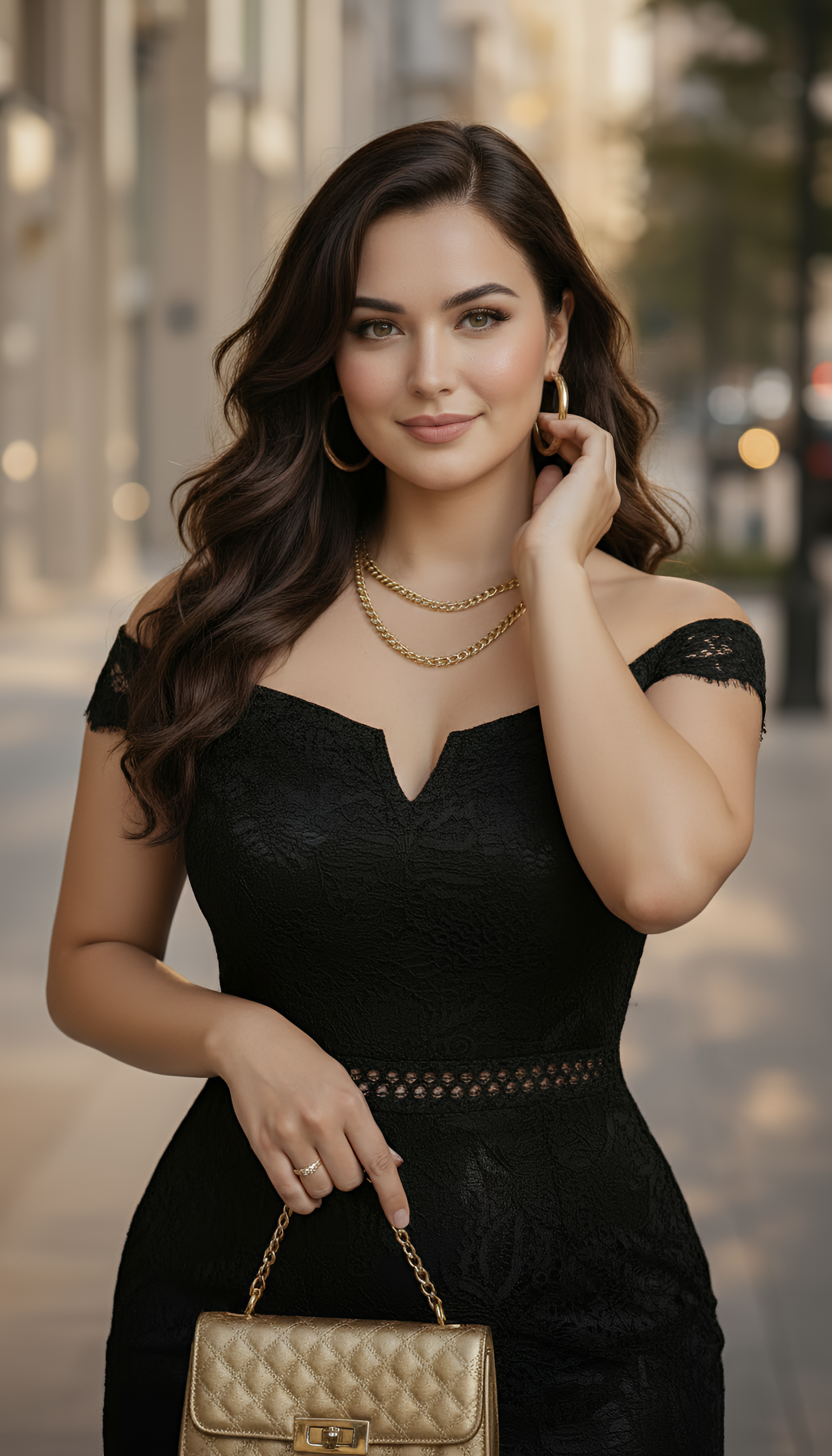 Moonlit Romance - Lace Trim Off-Shoulder Midi Dress