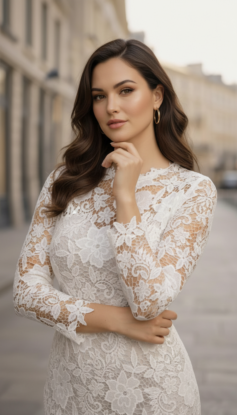 Ethereal Lace Midi Dress - Timeless White