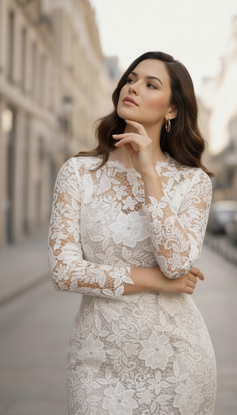 Ethereal Lace Midi Dress - Timeless White