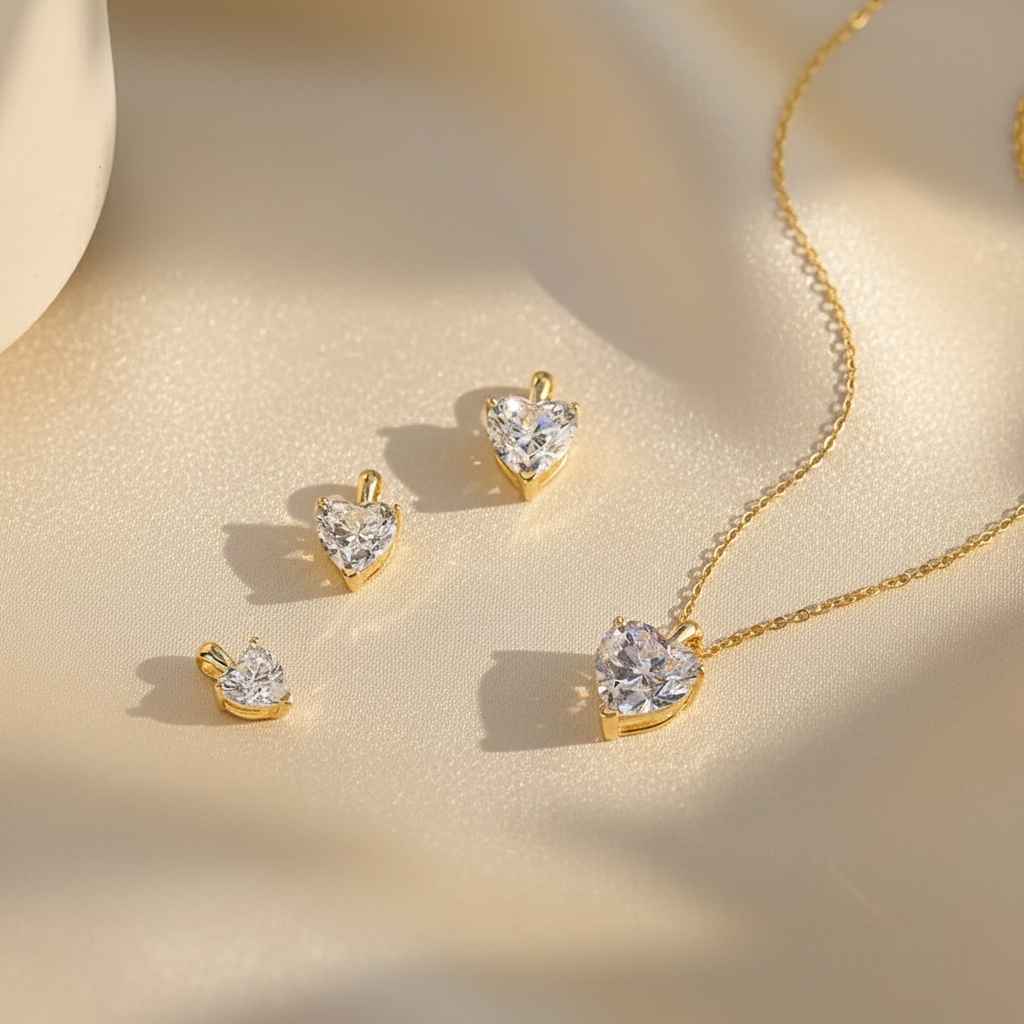 Radiant Heart – 925 Sterling Silver Moissanite Necklace in Gold & Platinum Finishes