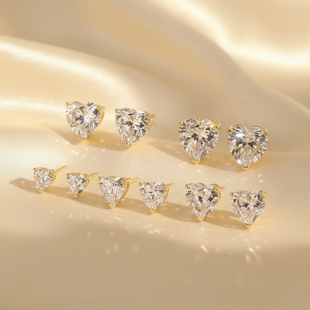 Eternal Spark – 925 Sterling Silver Moissanite Heart Earrings in Gold & Platinum Finishes
