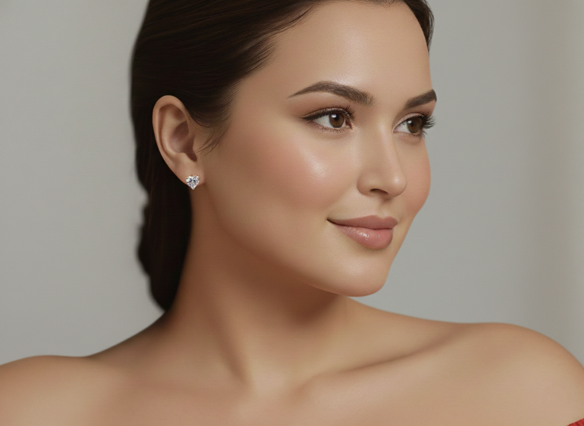 Eternal Spark – 925 Sterling Silver Moissanite Heart Earrings in Gold & Platinum Finishes