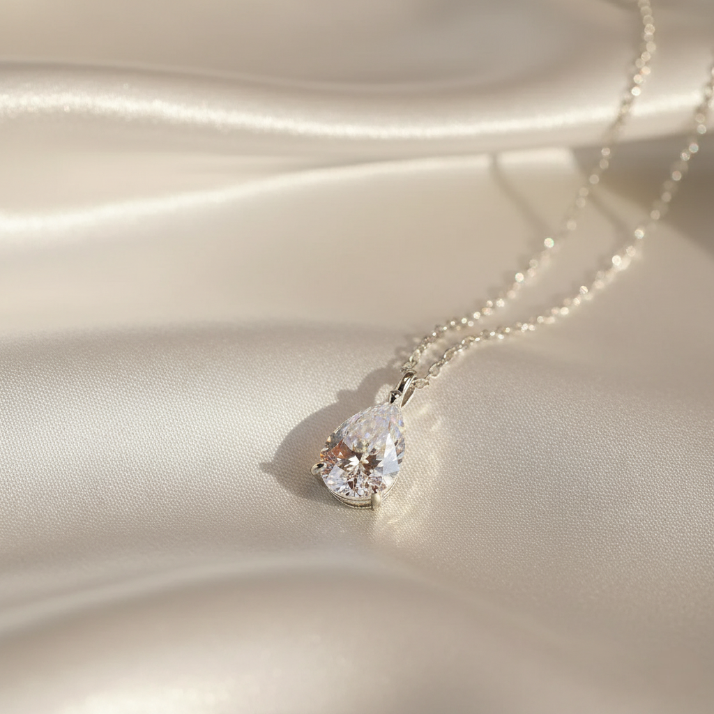 Aurora Tear – 925 Sterling Silver Moissanite & Zircon Waterdrop Necklace | Gold & Platinum Finishes