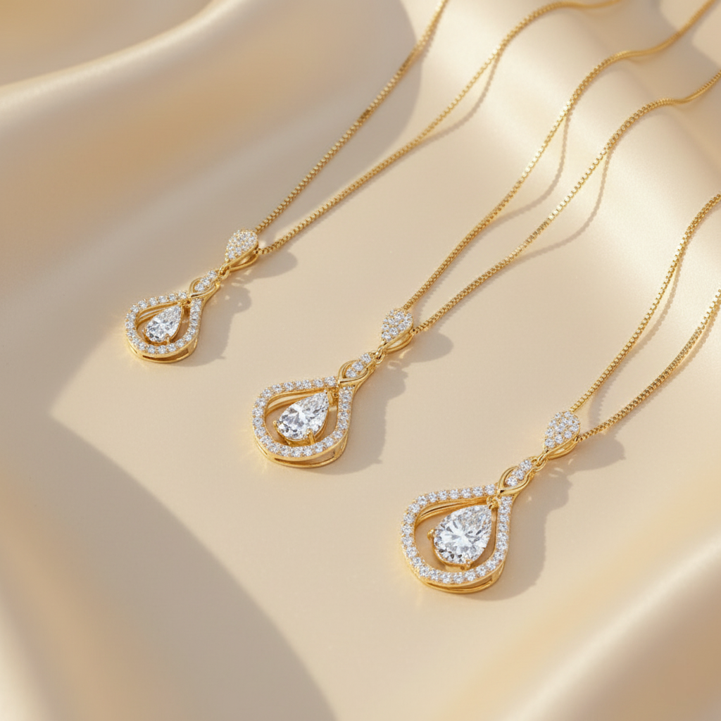 Celestial Drop – 925 Sterling Silver D-Color Moissanite Teardrop Necklace | 14K Gold-Plated Luxury Clavicle Chain