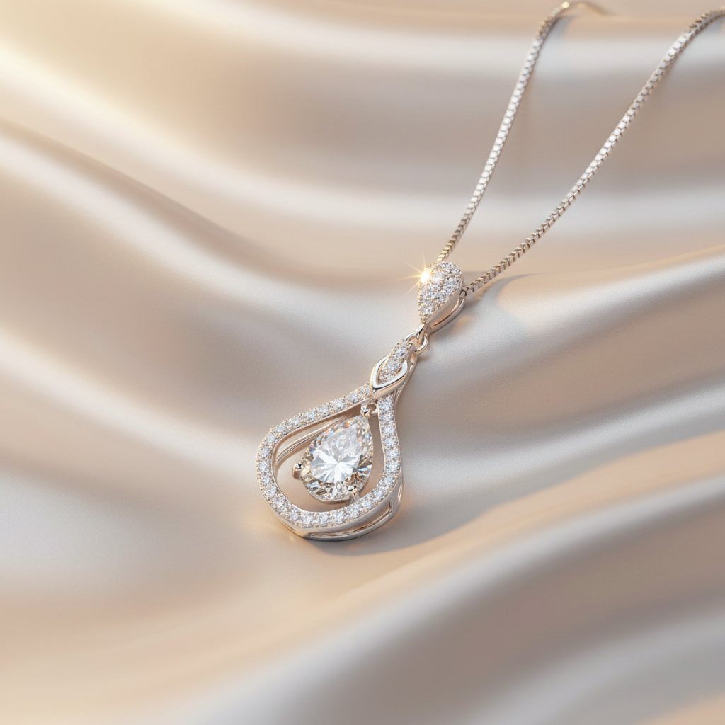 Celestial Drop – 925 Sterling Silver D-Color Moissanite Teardrop Necklace | 14K Gold-Plated Luxury Clavicle Chain