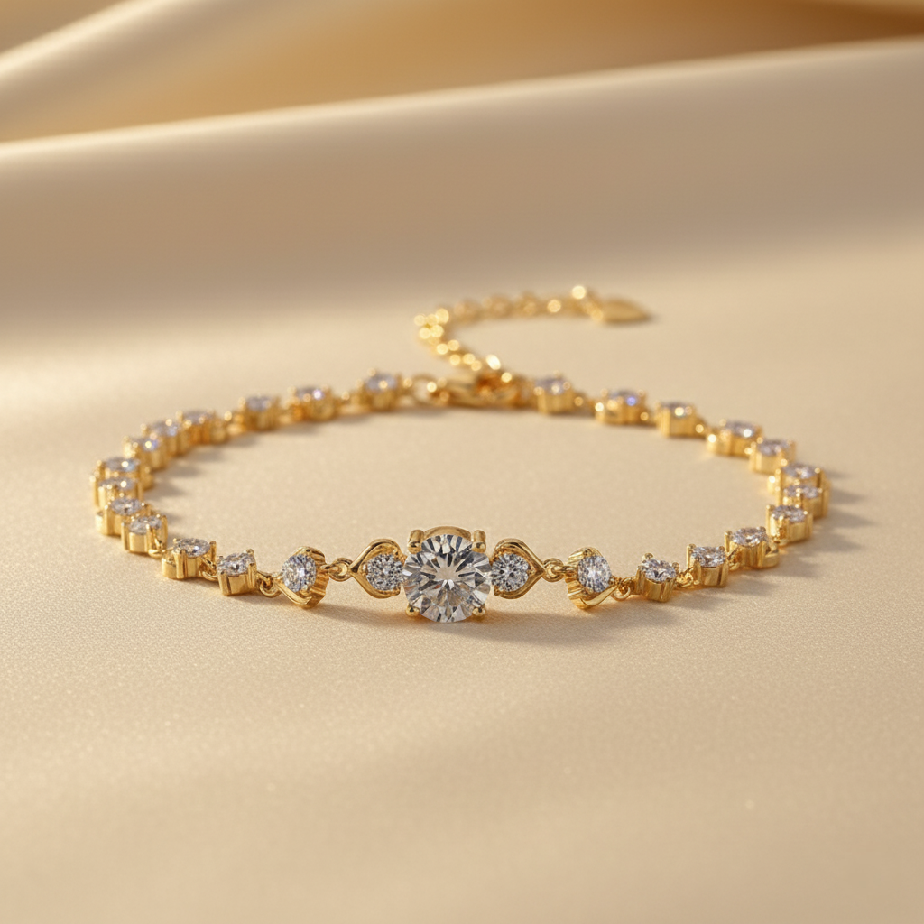 Eternal Bloom – 925 Sterling Silver Moissanite Bracelet | Gold & White Gold Finishes