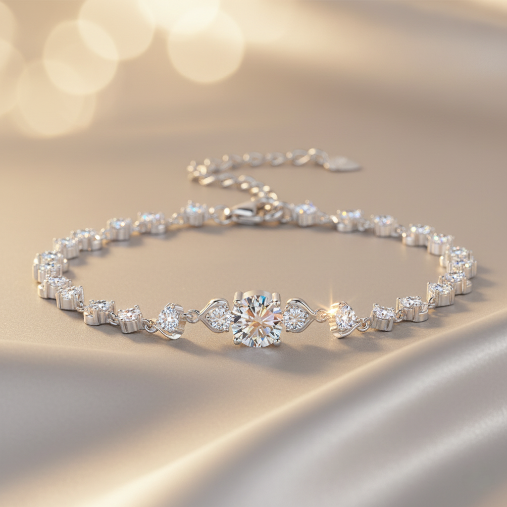 Eternal Bloom – 925 Sterling Silver Moissanite Bracelet | Gold & White Gold Finishes