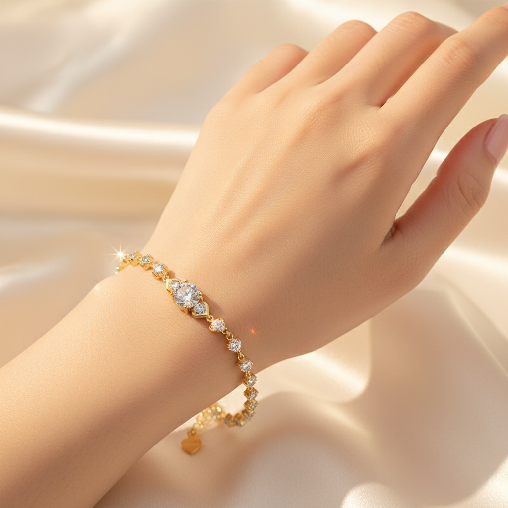 Eternal Bloom – 925 Sterling Silver Moissanite Bracelet | Gold & White Gold Finishes