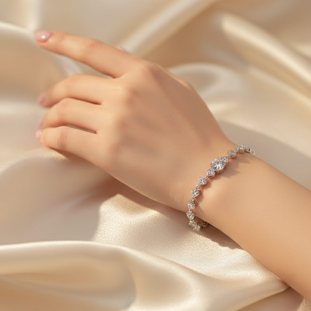 Eternal Bloom – 925 Sterling Silver Moissanite Bracelet | Gold & White Gold Finishes