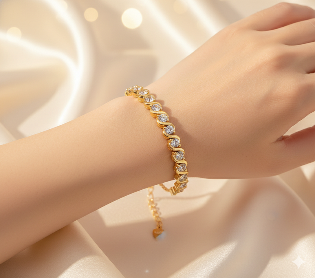 Twilight Twist – 925 Sterling Silver D-Color Moissanite Bracelet | Gold & White Gold Finishes