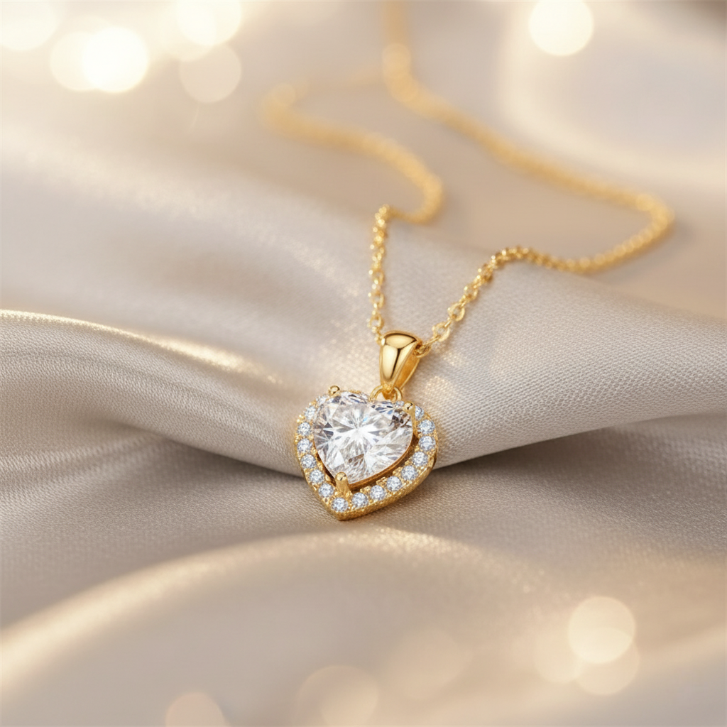 Pure Heart – 925 Sterling Silver Moissanite Pendant Necklace | Gold & White Gold Finishes | Minimalist Romantic Design