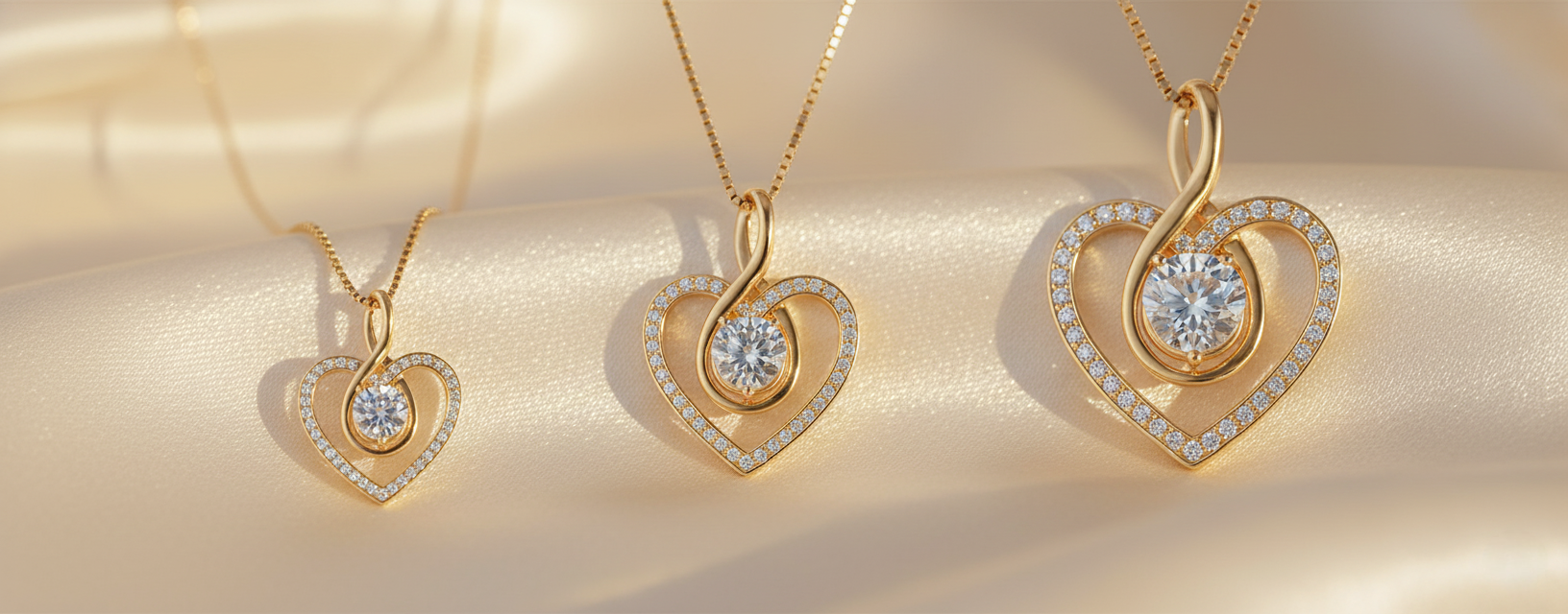 Infinite Heart – 925 Sterling Silver D-Color Moissanite Pendant Necklace | Gold & White Gold Finishes