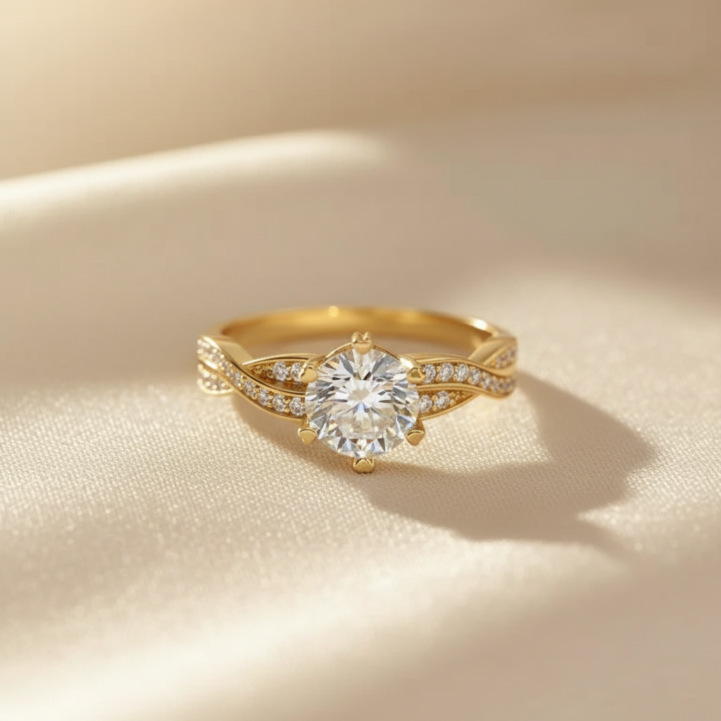 Timeless Radiance – 925 Sterling Silver Six-Prong Moissanite Ring | 18K Gold, White Gold & Rose Gold Finishes