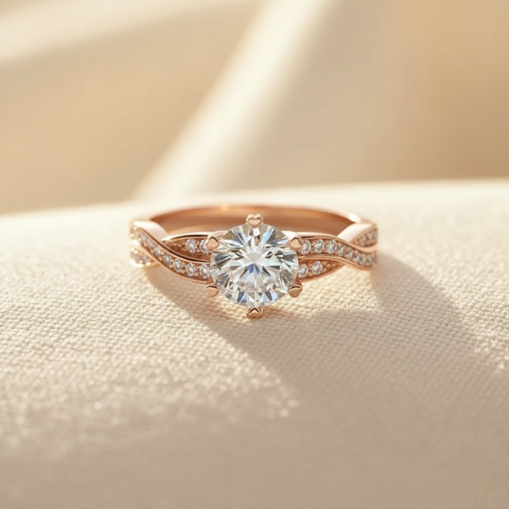 Timeless Radiance – 925 Sterling Silver Six-Prong Moissanite Ring | 18K Gold, White Gold & Rose Gold Finishes