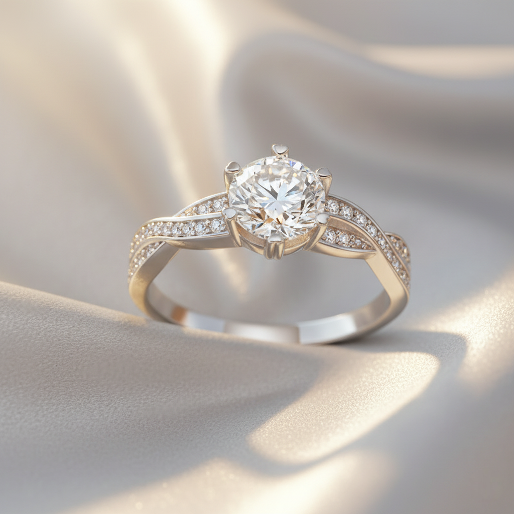 Timeless Radiance – 925 Sterling Silver Six-Prong Moissanite Ring | 18K Gold, White Gold & Rose Gold Finishes