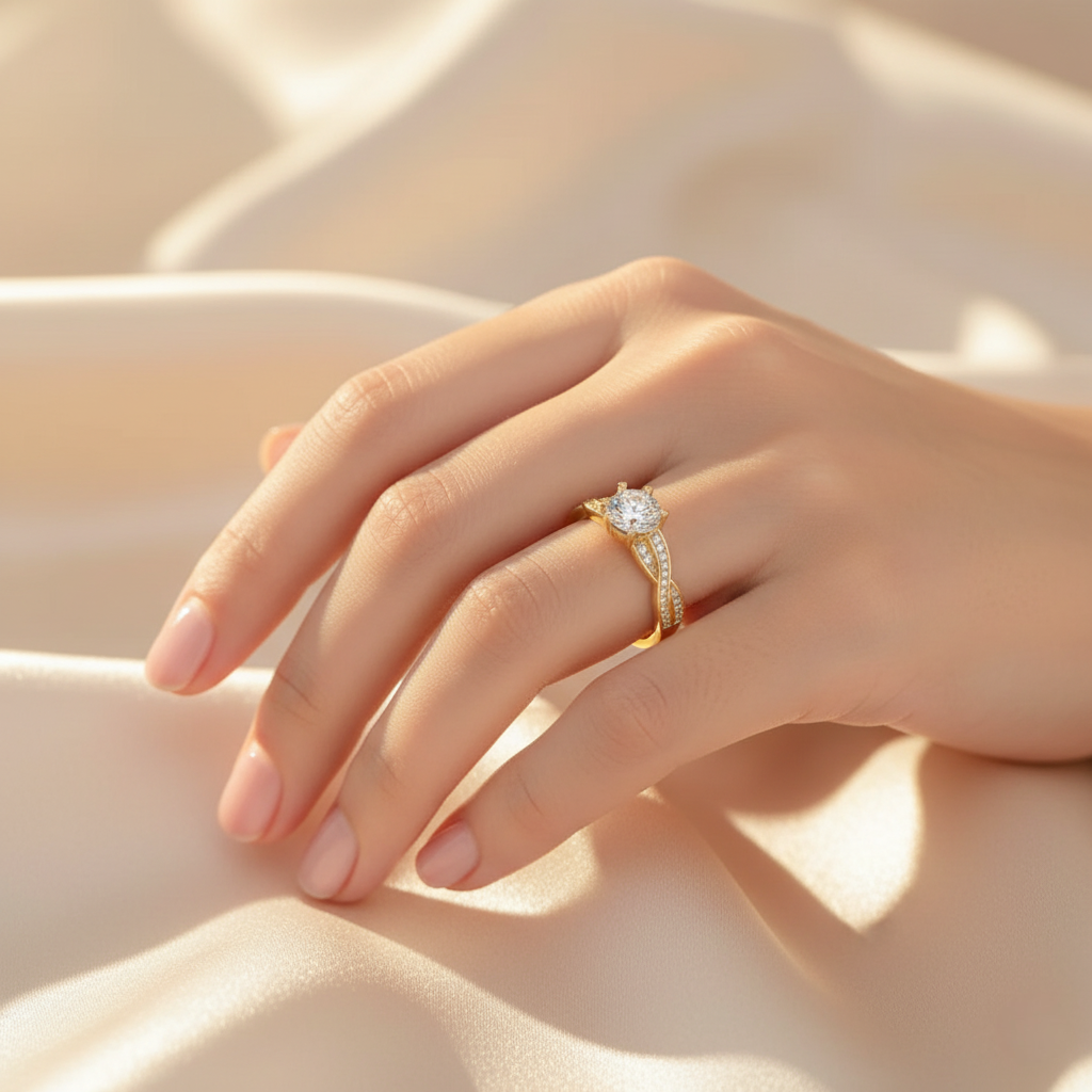 Timeless Radiance – 925 Sterling Silver Six-Prong Moissanite Ring | 18K Gold, White Gold & Rose Gold Finishes