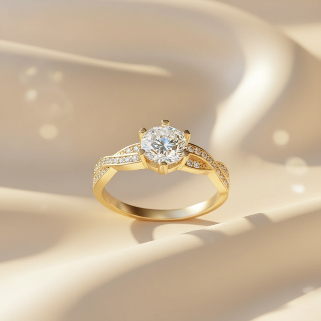 Timeless Radiance – 925 Sterling Silver Six-Prong Moissanite Ring | 18K Gold, White Gold & Rose Gold Finishes