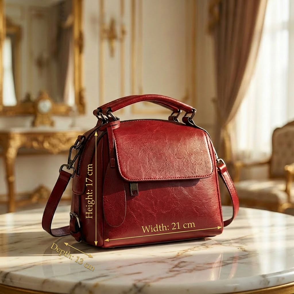 La Rouge - Premium Cowhide Leather Shoulder & Crossbody Bag | Elegant Structured Design