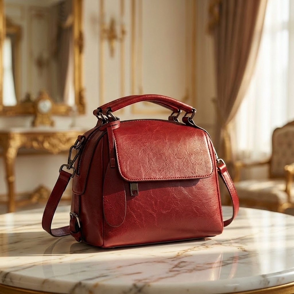 La Rouge - Premium Cowhide Leather Shoulder & Crossbody Bag | Elegant Structured Design