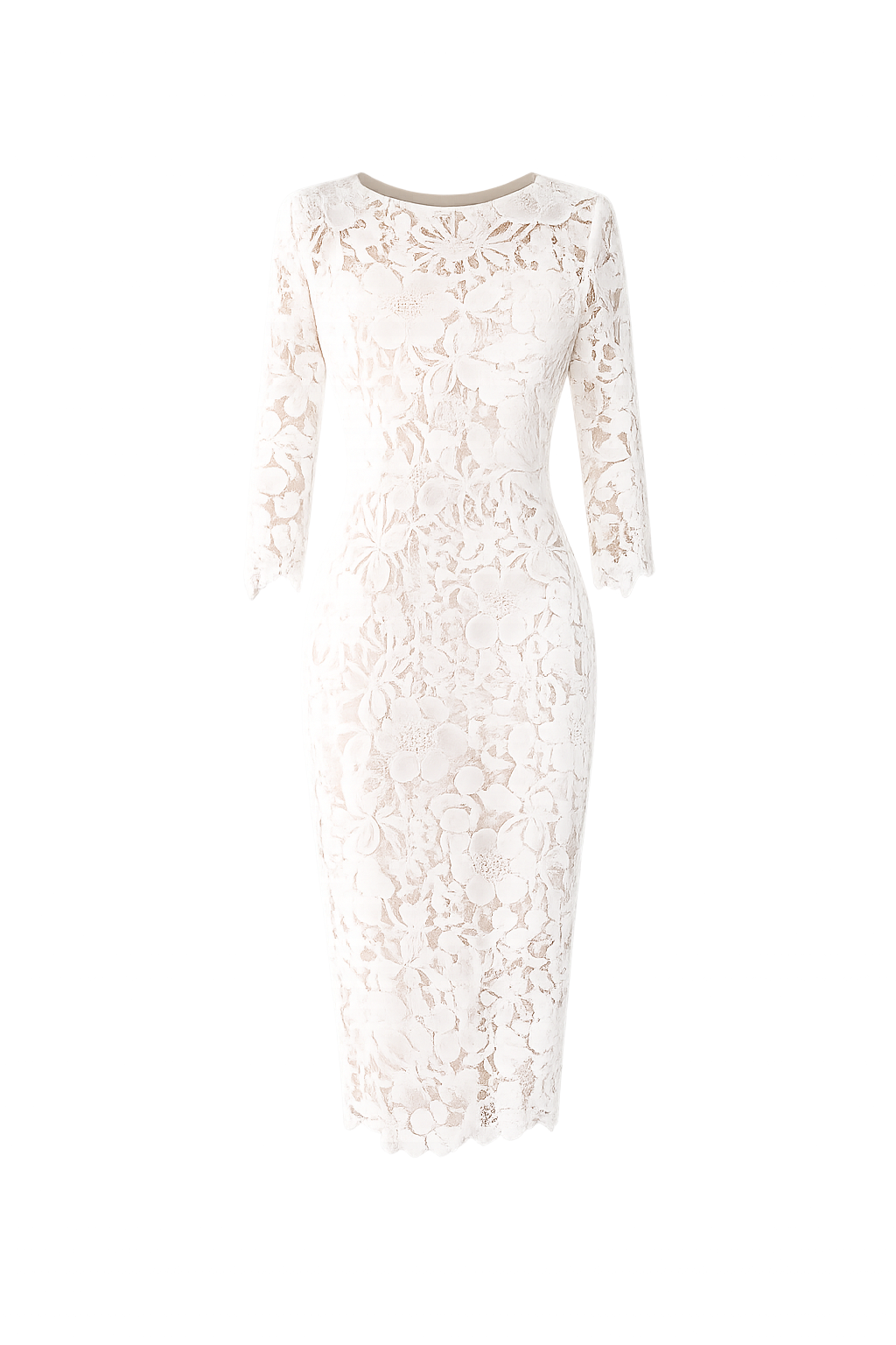 Ethereal Lace Midi Dress - Timeless White