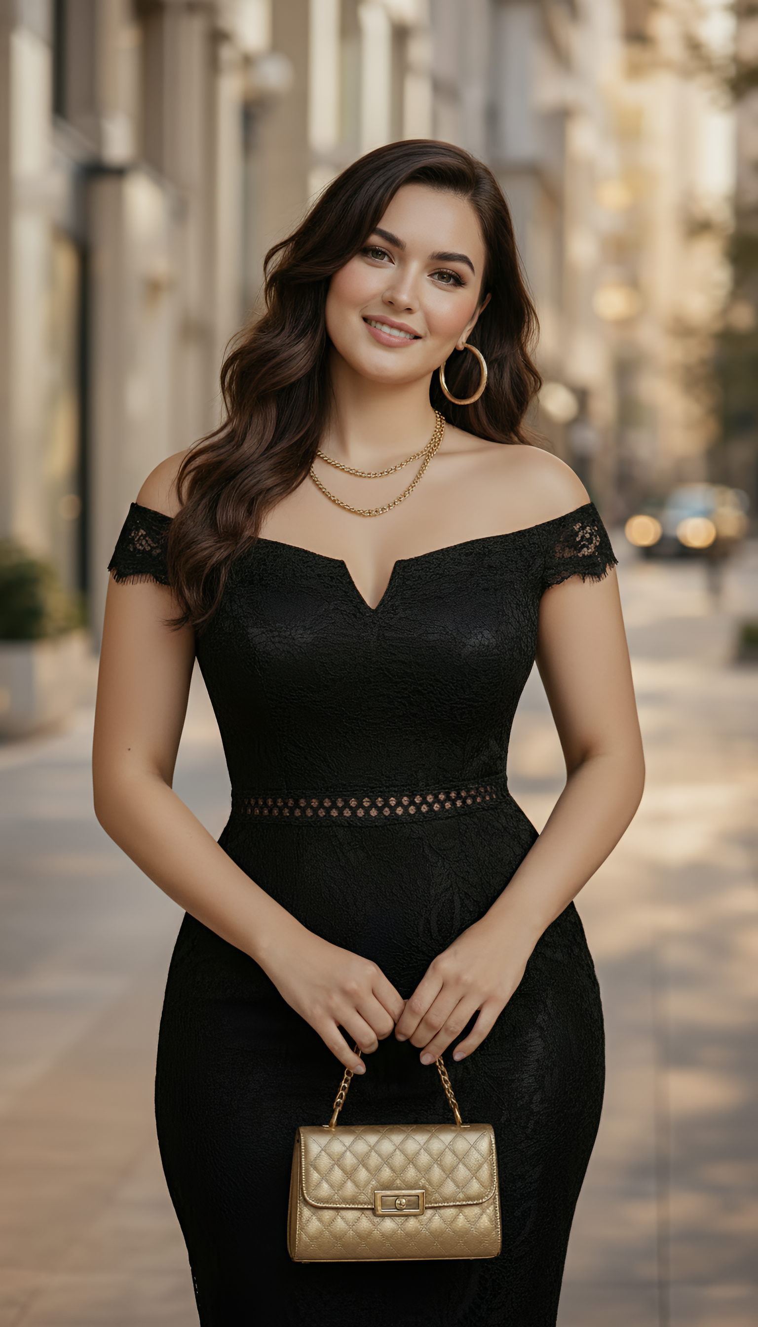 Moonlit Romance - Lace Trim Off-Shoulder Midi Dress