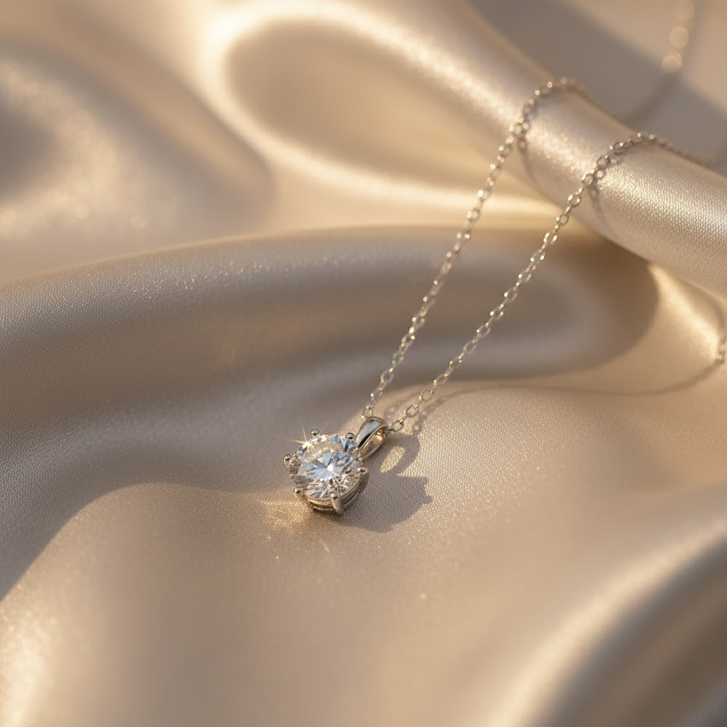 Celeste Glow – 925 Sterling Silver Moissanite Necklace in Gold & Platinum Finishes