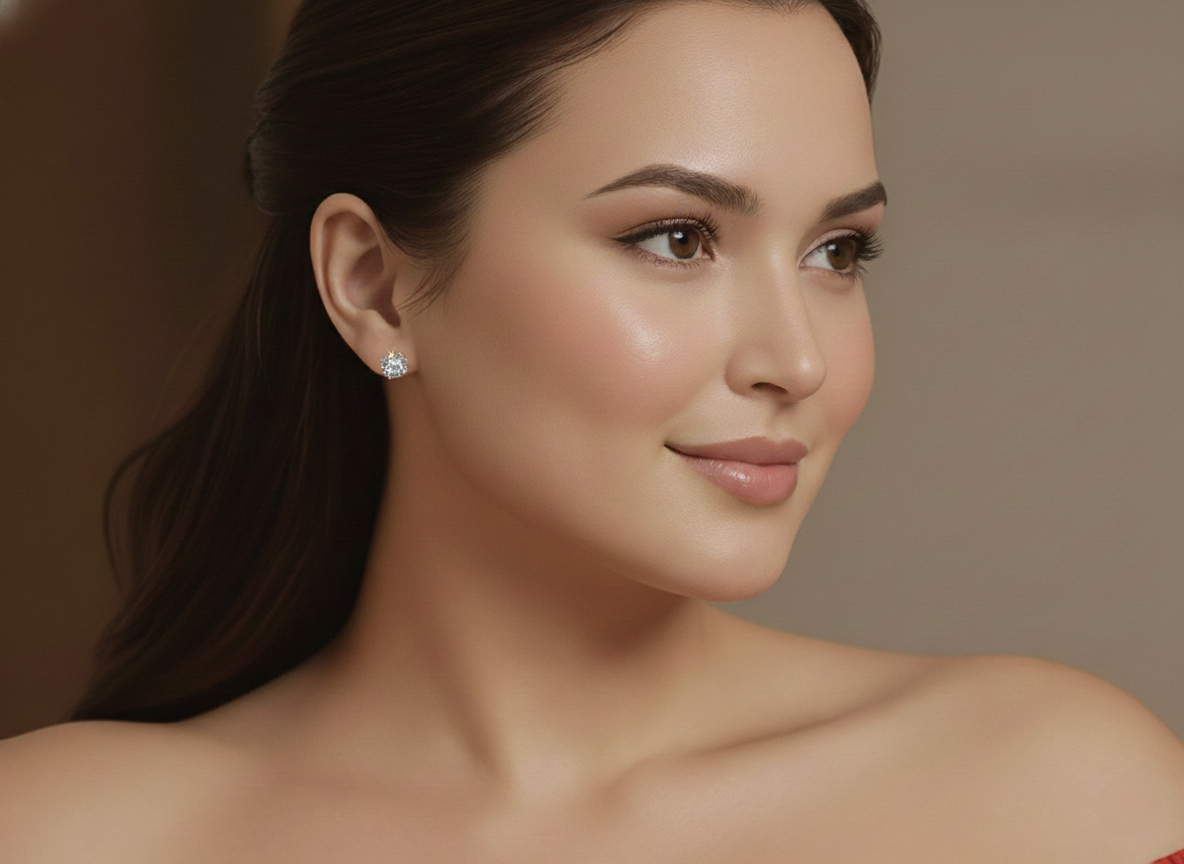 Luna Radiance – 925 Sterling Silver Moissanite Stud Earrings | Round-Claw Design in Gold & Platinum Finishes