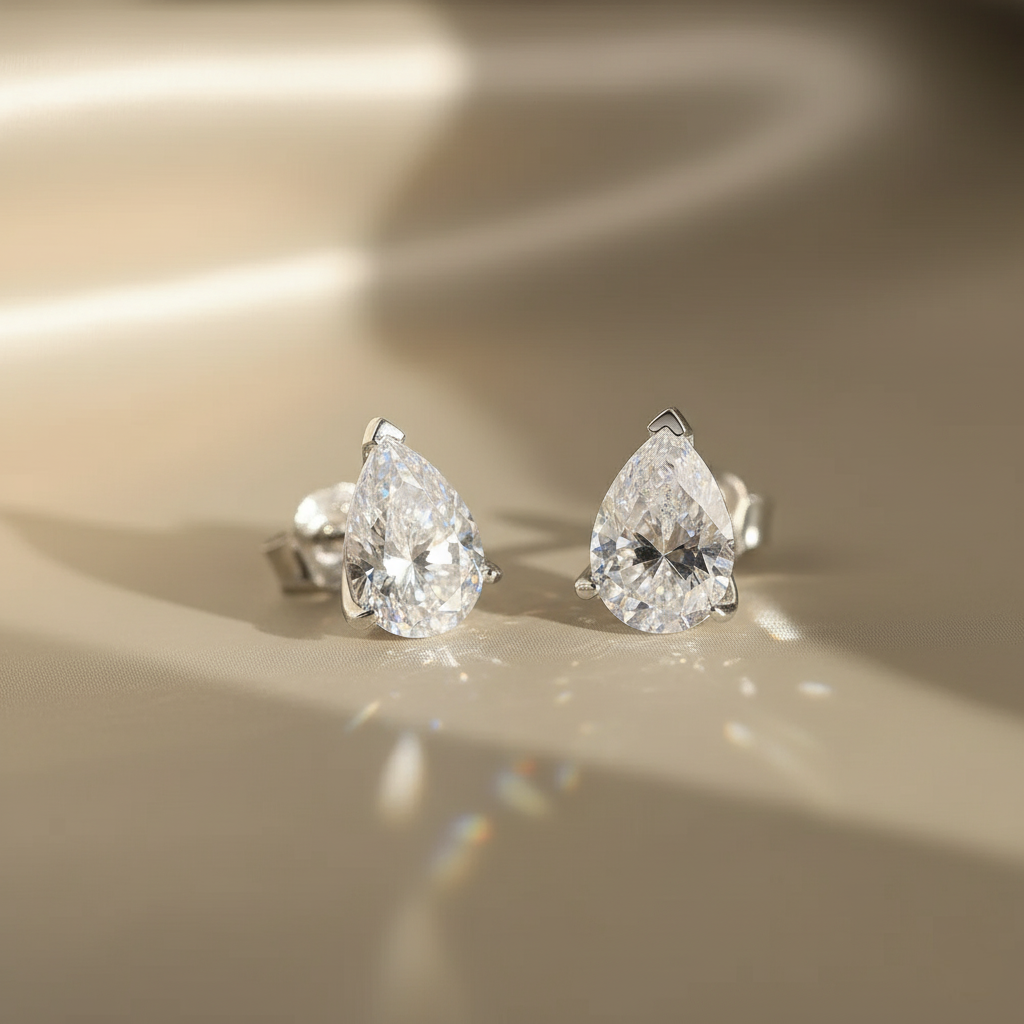 Aurora Drop – 925 Sterling Silver Moissanite Waterdrop Earrings | Gold & Platinum Finishes