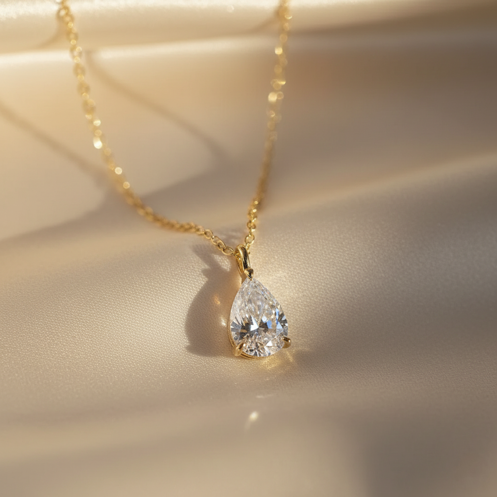 Aurora Tear – 925 Sterling Silver Moissanite & Zircon Waterdrop Necklace | Gold & Platinum Finishes