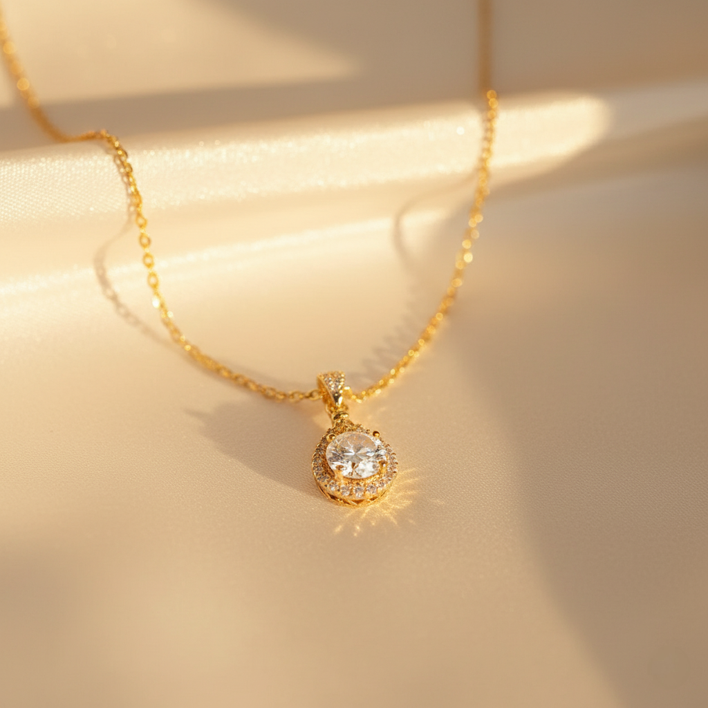 Seraphine Lute – 14K Gold-Plated 925 Sterling Silver Moissanite Teardrop Pendant Necklace