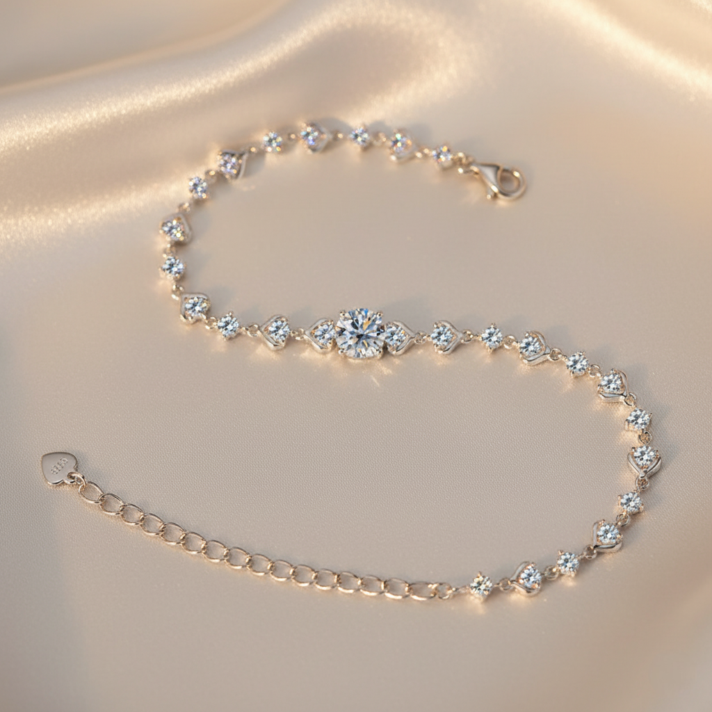 Eternal Bloom – 925 Sterling Silver Moissanite Bracelet | Gold & White Gold Finishes