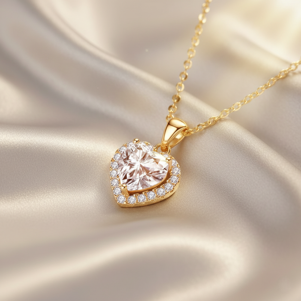 Pure Heart – 925 Sterling Silver Moissanite Pendant Necklace | Gold & White Gold Finishes | Minimalist Romantic Design