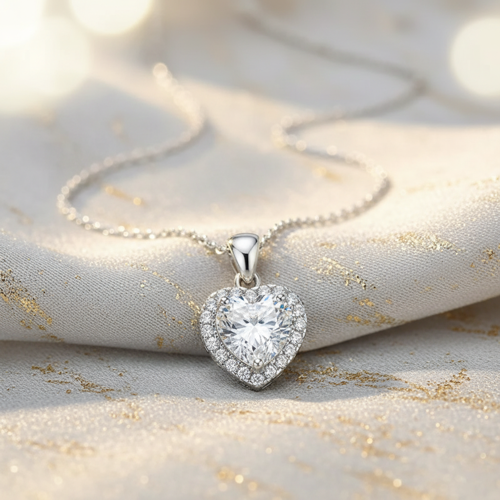 Pure Heart – 925 Sterling Silver Moissanite Pendant Necklace | Gold & White Gold Finishes | Minimalist Romantic Design