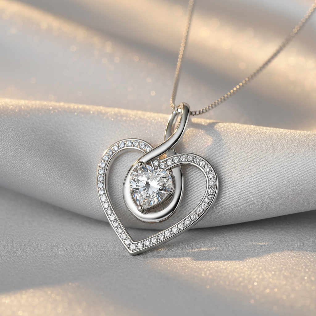 Infinite Heart – 925 Sterling Silver D-Color Moissanite Pendant Necklace | Gold & White Gold Finishes