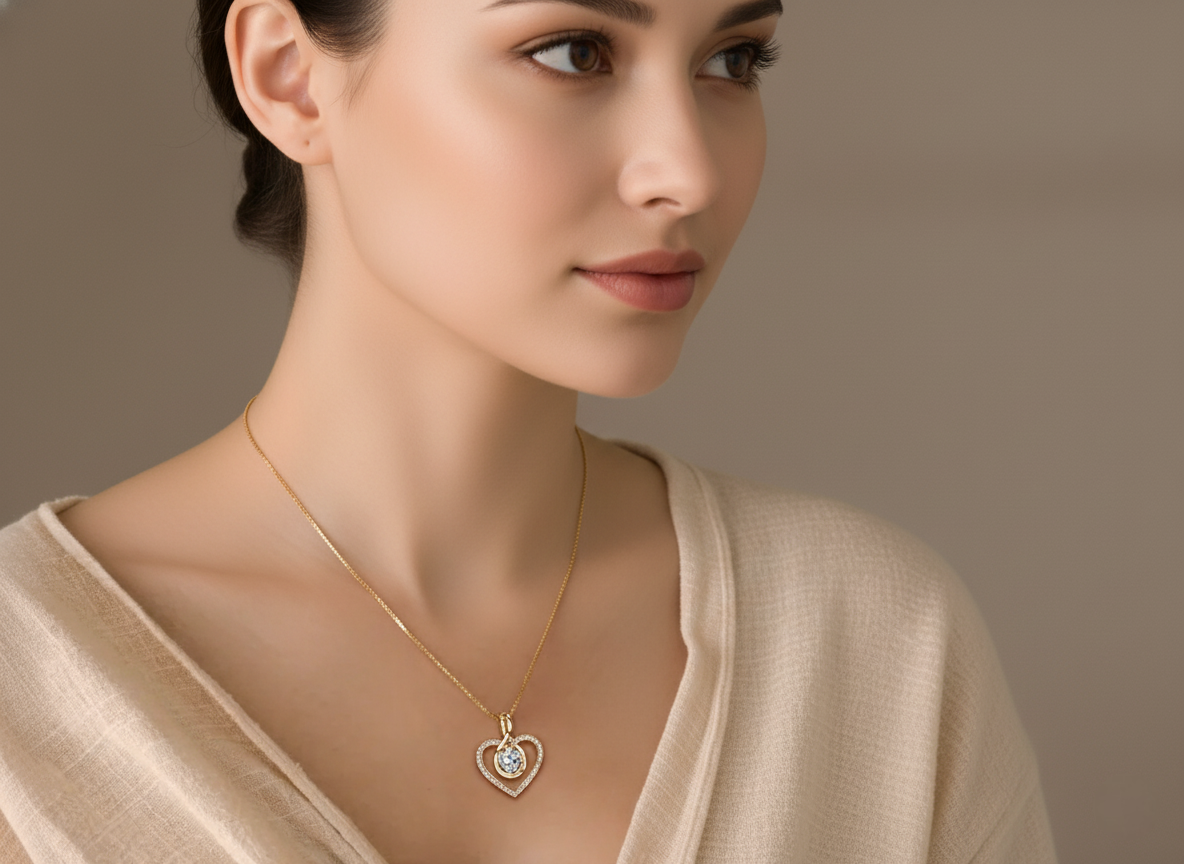 Infinite Heart – 925 Sterling Silver D-Color Moissanite Pendant Necklace | Gold & White Gold Finishes