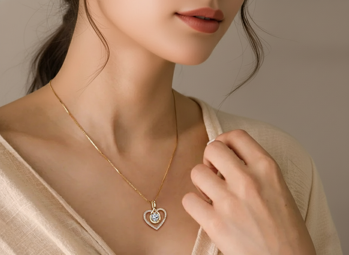 Infinite Heart – 925 Sterling Silver D-Color Moissanite Pendant Necklace | Gold & White Gold Finishes