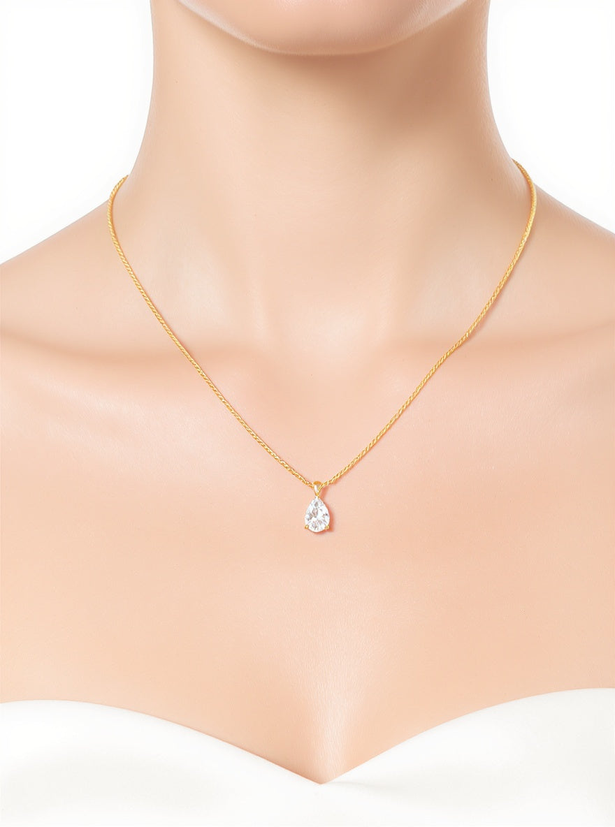 Aurora Tear – 925 Sterling Silver Moissanite & Zircon Waterdrop Necklace | Gold & Platinum Finishes