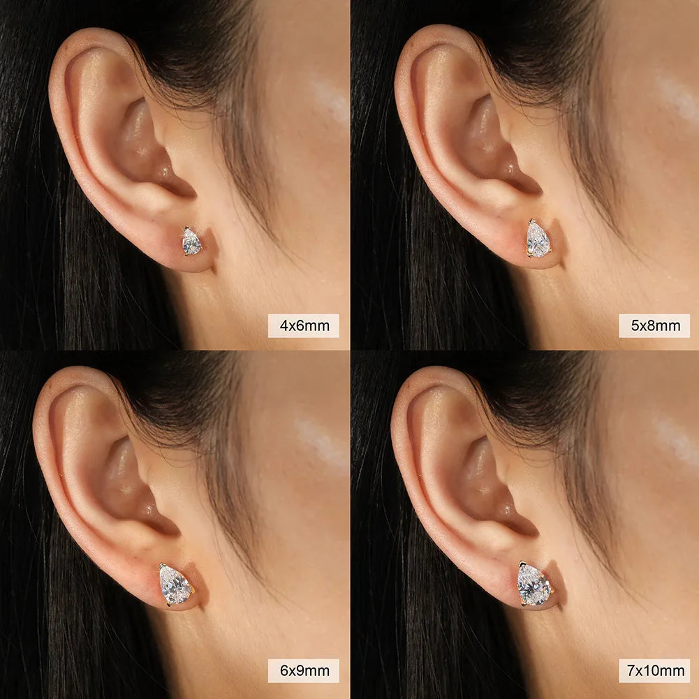 Aurora Drop – 925 Sterling Silver Moissanite Waterdrop Earrings | Gold & Platinum Finishes