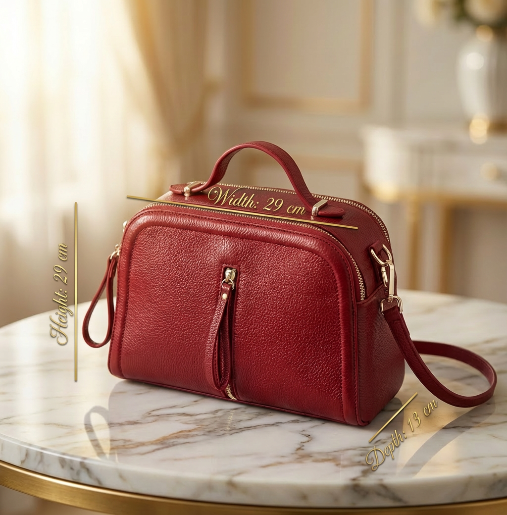 Luna Craft - Genuine Leather Women’s Shoulder Bag - Premium Cowhide, Elegant & Lightweight