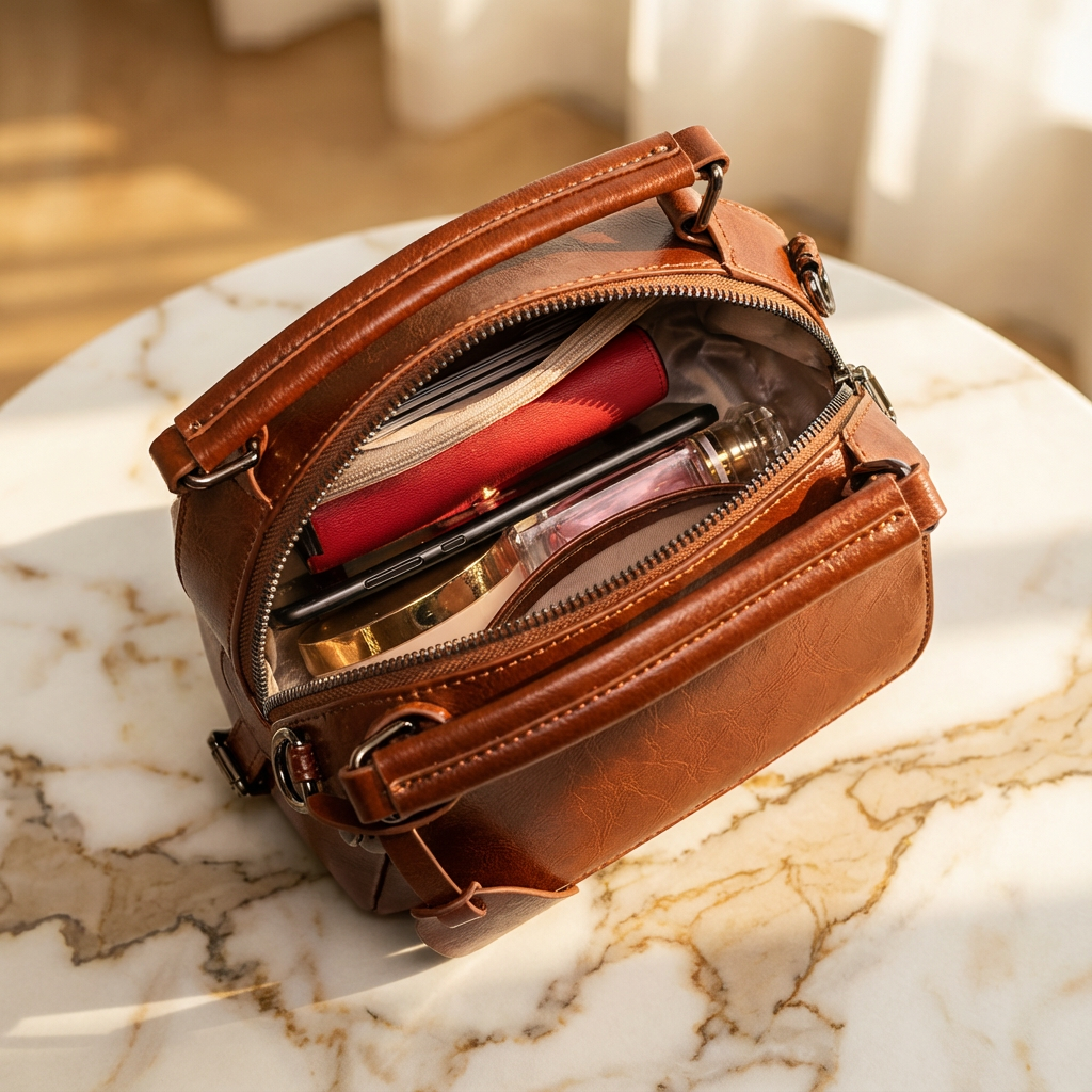 La Rouge - Premium Cowhide Leather Shoulder & Crossbody Bag | Elegant Structured Design