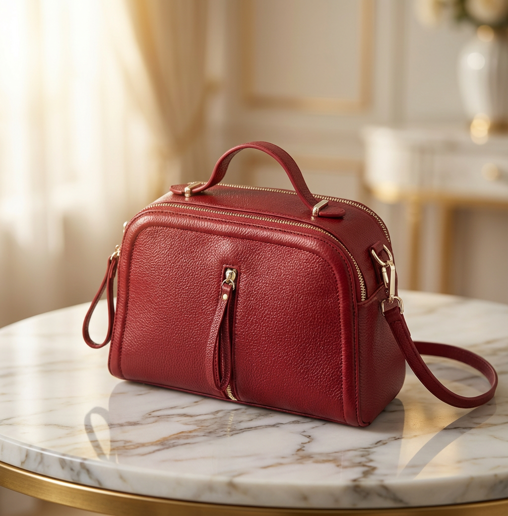 Luna Craft - Genuine Leather Women’s Shoulder Bag - Premium Cowhide, Elegant & Lightweight